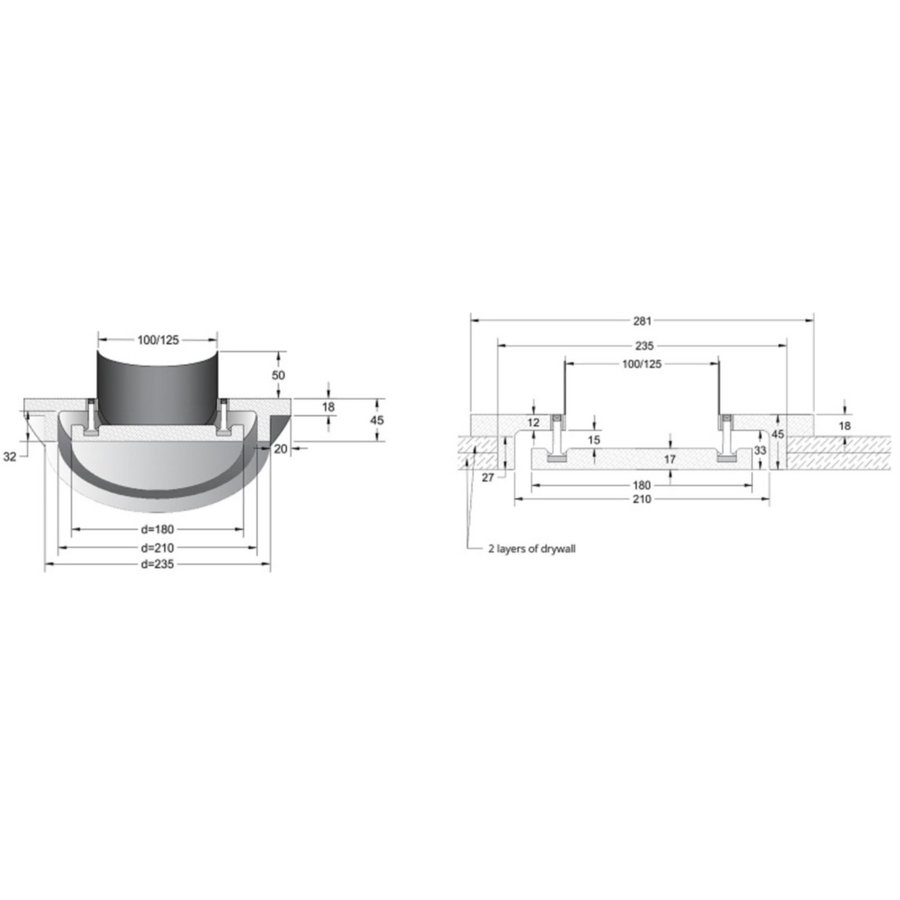 Instucbare ventilatierooster Ventmann Circle 12.5 cm