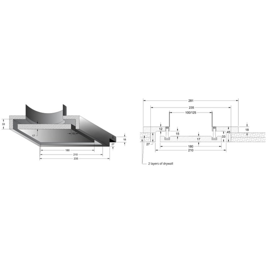 Instucbare ventilatierooster Ventmann Square 12.5 cm