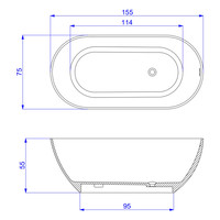 Vrijstaand Bad Arcqua Cusco Cast Marble 155x75x55 cm Mat Wit