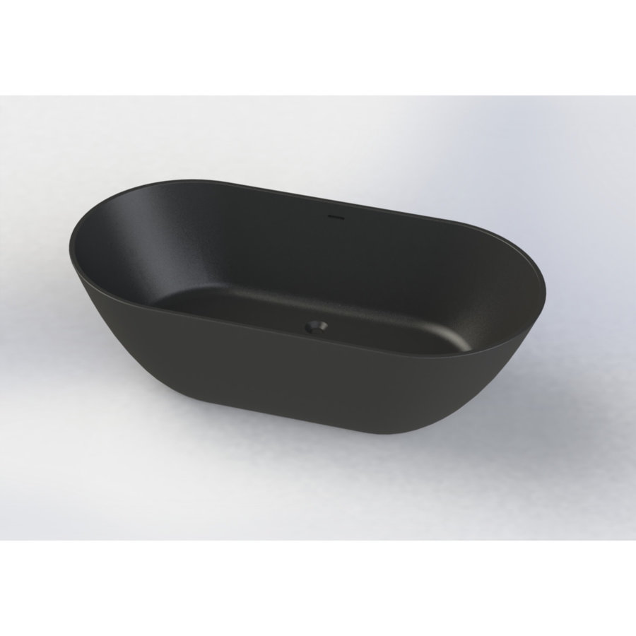 Vrijstaand Bad Arcqua Cusco Cast Marble 155x75x55 cm Mat Zwart