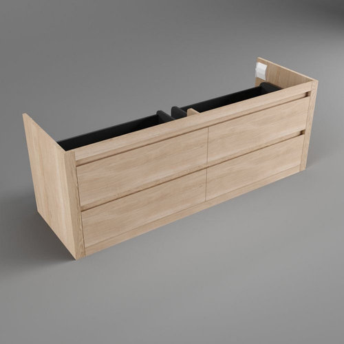 Forzalaqua Gela Onderkast 120x51x60cm met 4 Lades Greeploos Charcoal Massief Eiken 