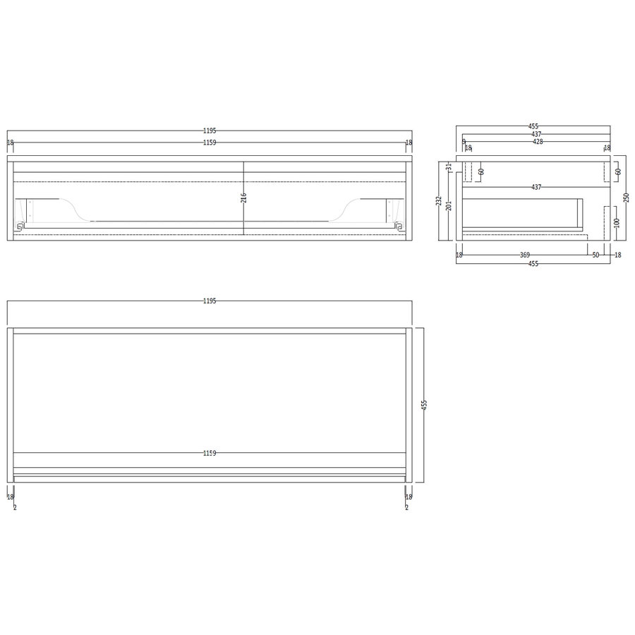 Gliss Design Calypso Onderkast 120 cm Mat Zwart