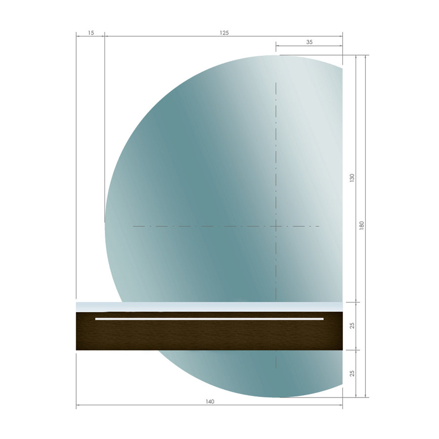 Gliss Design Calypso Spiegel tbv Onderkast 140 cm Rechts