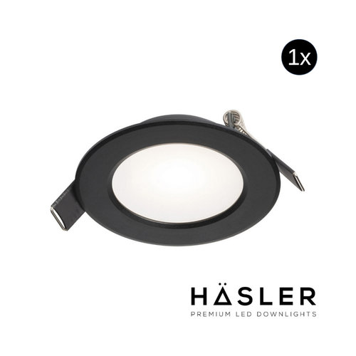 Inbouwspot Häsler Murcia Incl. Fase Aansnijding Dimbaar 9.2 cm 4 Watt Helder Wit Zwart Set 10x 