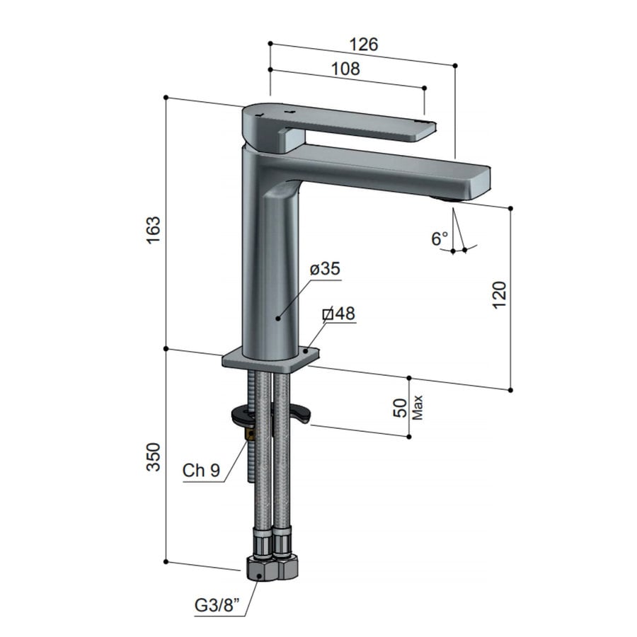 Wastafelkraan Hotbath Gal 16.3 cm Mat Zwart