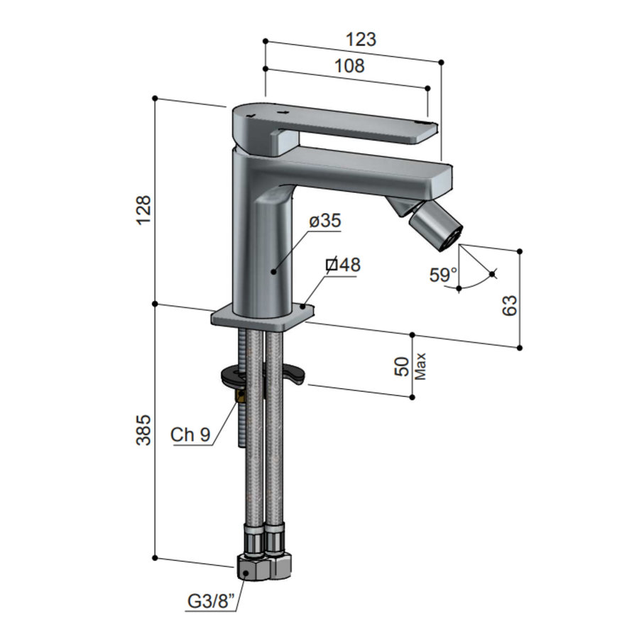 Bidetmengkraan Hotbath Gal Zonder Waste Draaibaar Kraanmondstuk Geborsteld Gunmetal PVD