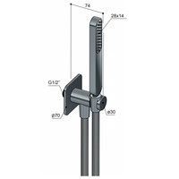 Handdouche Hotbath Gal Met Wandsteun Uitlaat Doucheslang 150 cm Geborsteld Gunmetal PVD