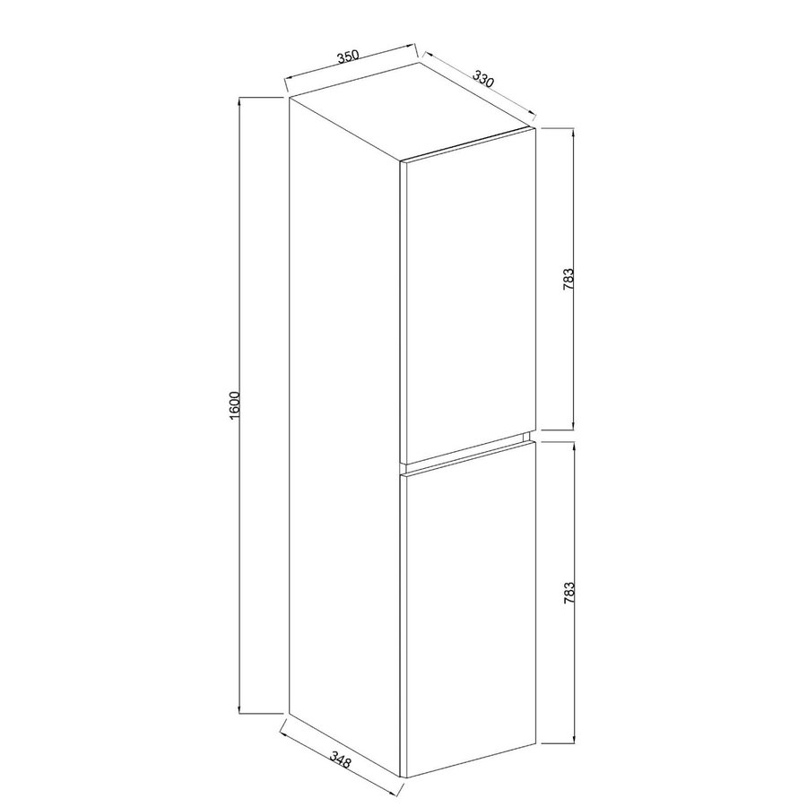 Badkamerkast Wiesbaden Marmaris Kolomkast 160x35x35 cm Mat Zwart (Links en Rechts)