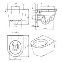 Wandtoilet Sanindusa Urb.y Rimfree Keramiek Wit