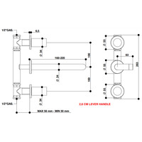 Wastafelmengkraan Inbouw Bongio Squadra 16 cm Uitloop 2 Hendels RVS look