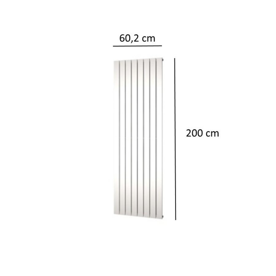 Designradiator Plieger Cavallino Retto Enkel 1332 Watt Middenaansluiting 200x60,2 cm Mat Wit