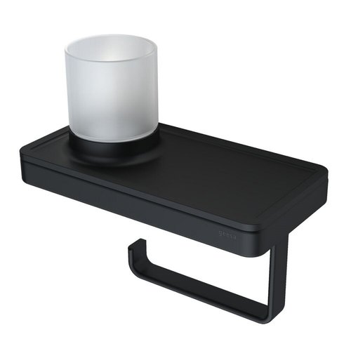 Planchet met Toiletrolhouder en Houder LED Licht Geesa Frame Zwart 