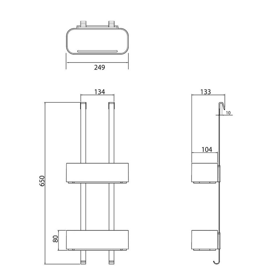 Doucherek Hangend Dubbel Geesa Frame 25 cm Zwart