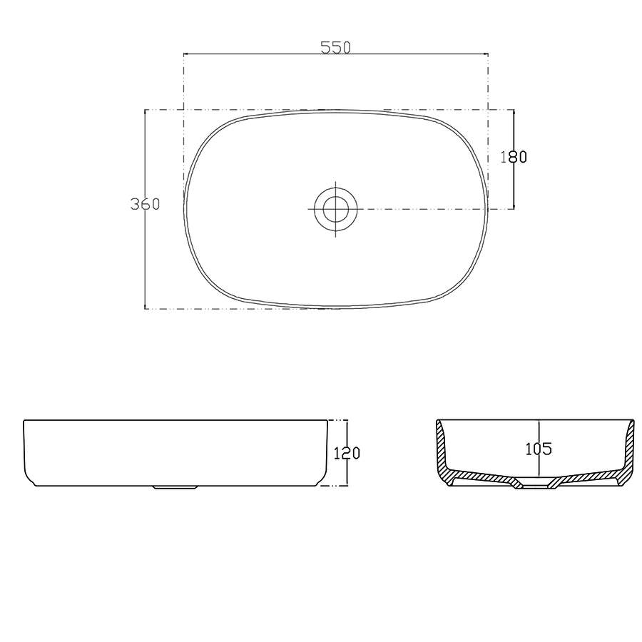 Wastafel Sapho Infinity 55x36 cm Mat Wit