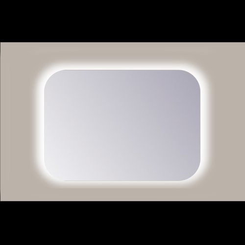 Spiegel Vierkant Sanicare Q-Mirrors Afgeronde Hoeken 60x60 cm PP Geslepen LED Warm White Zonder Sensor 