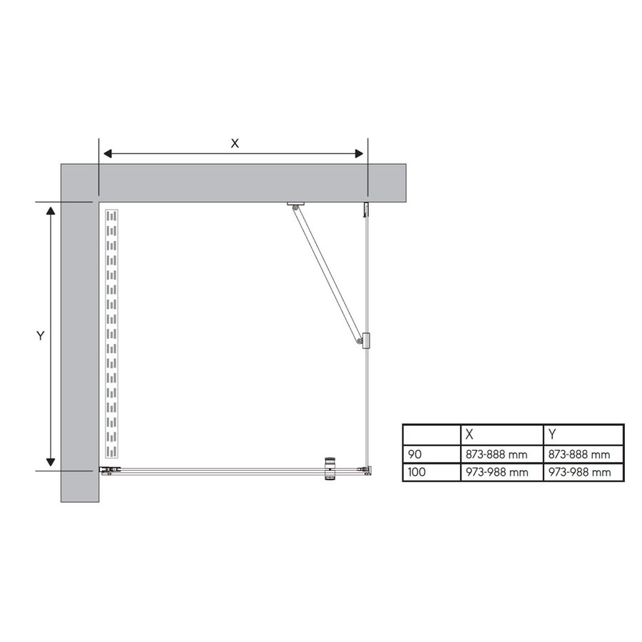 Douchewand Sealskin Hooked Omkeerbaar 90x200 cm Zilver