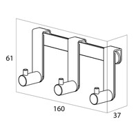 Handdoekhaak Tiger Rack Rhino Deurhangend 3 Haken RVS