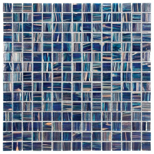 Mozaïek Amsterdam Goud 32.2x32.2 cm Glas Met Goud Ader En Donkerblauw (Prijs per 1,04 M2) 