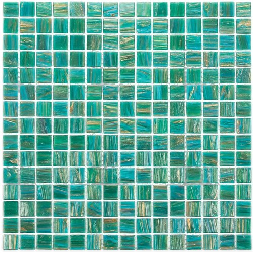 Mozaïek Amsterdam Goud 32.2x32.2 cm Glas Met Goud Ader En Turquoise (Prijs per 1,04 M2) 