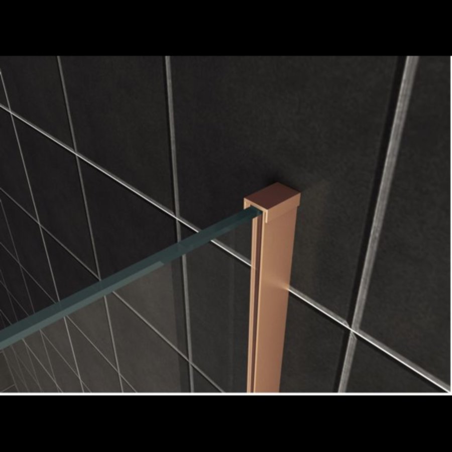 AQS Inloopdouche Pro Line Rookglas Geborsteld Brons Koper Profiel en Stang (ALLE MATEN)