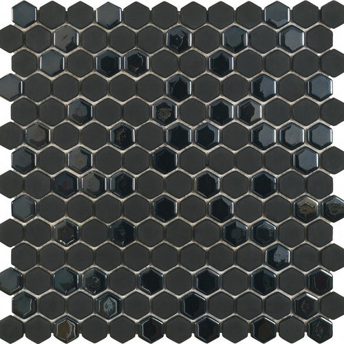 Mozaiek Tegels Dune Hip Hop-DK Hexagon 30.1x29.7 cm Recycled Glas Zwart (Prijs per 1,34 M2) 