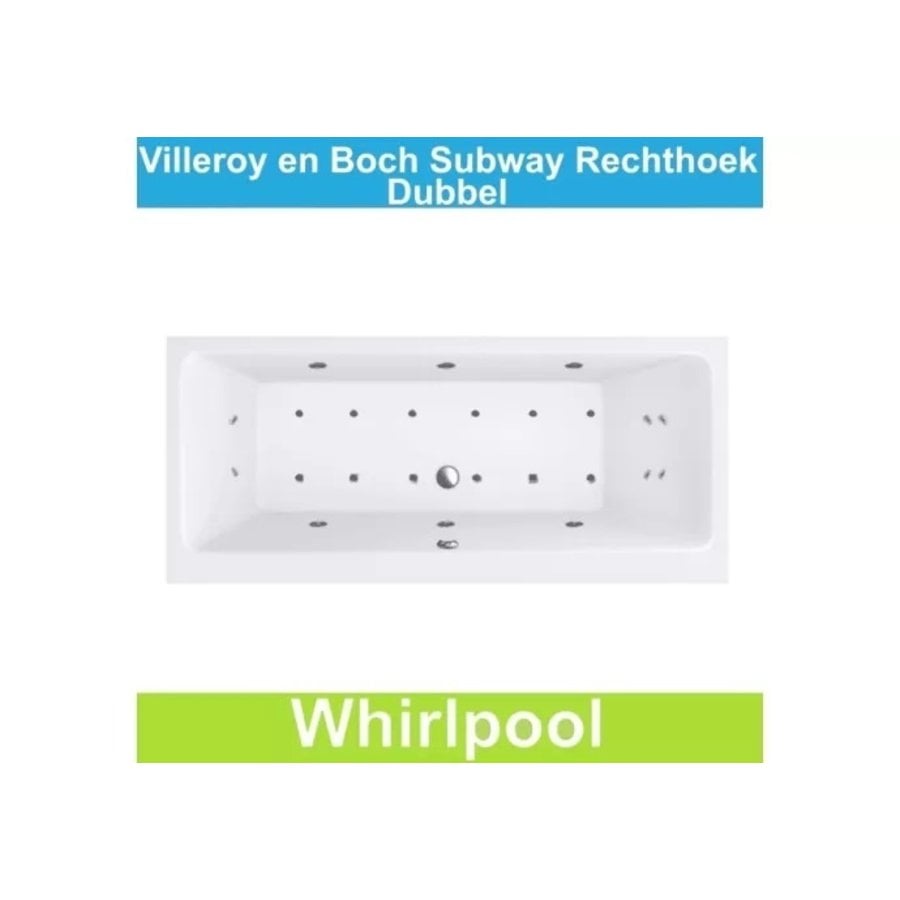 Ligbad Villeroy & Boch Subway 180x80 cm met Balboa Whirlpool systeem Dubbel