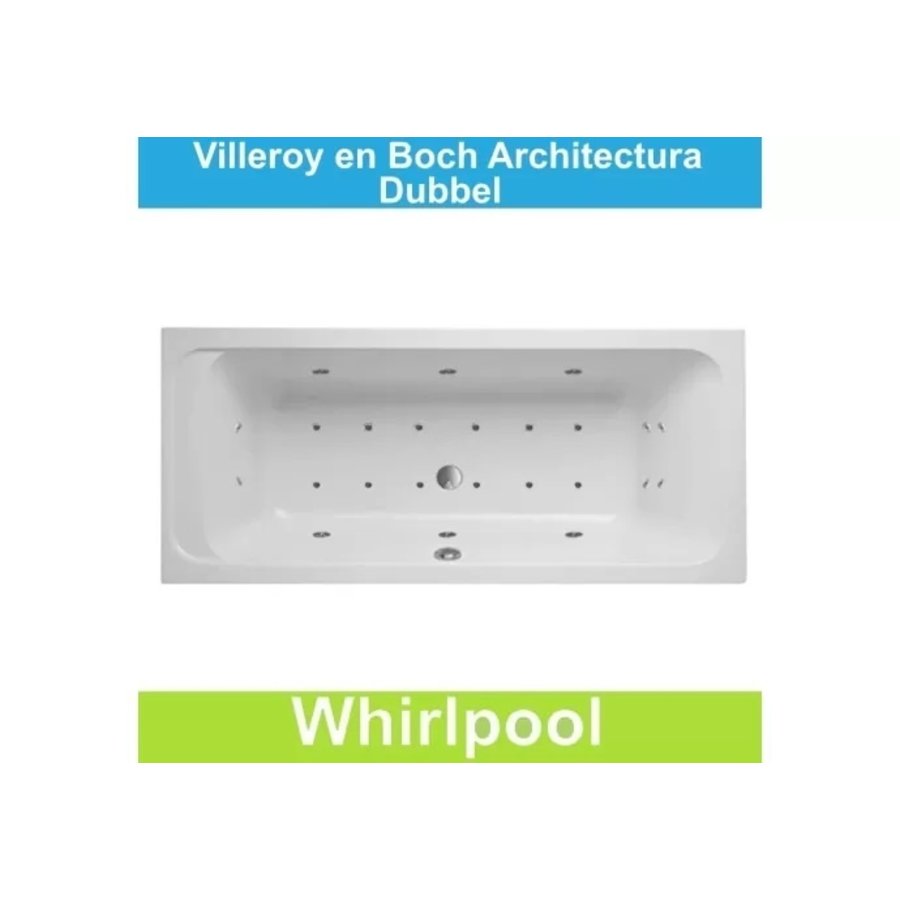 Ligbad Villeroy & Boch Architectura 190x90 cm Balboa Whirlpool systeem Dubbel