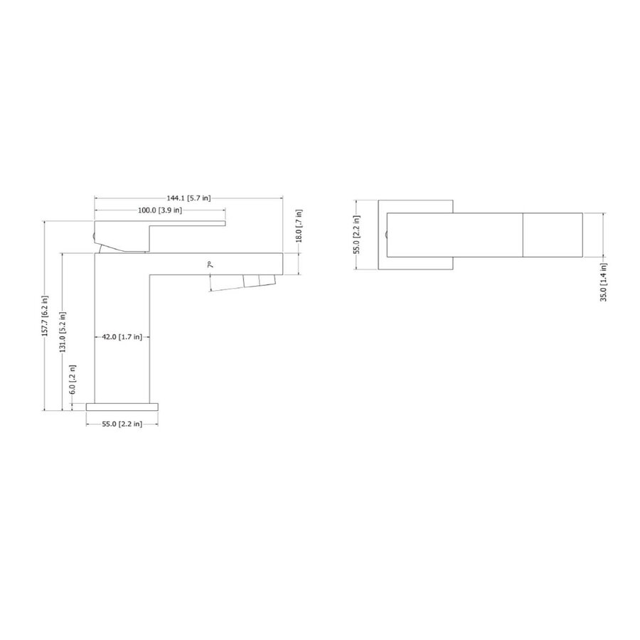 Wastafelmengkraan Aqua Splash Colorato Chan Rechthoekig Chroom