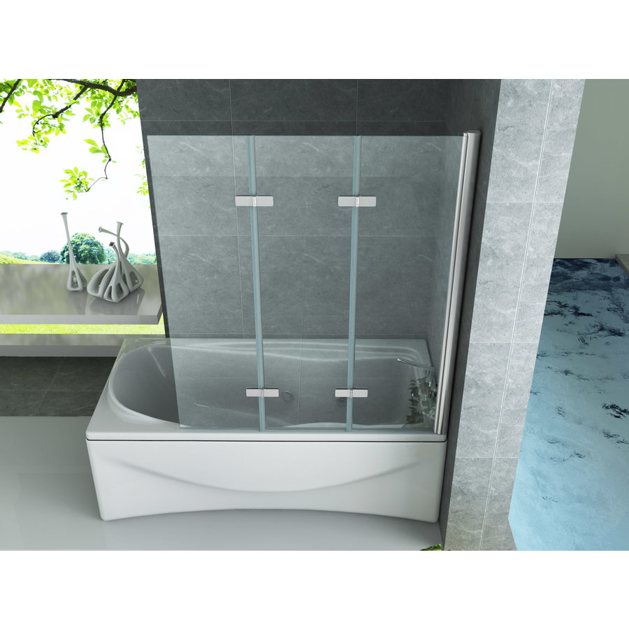 Badwand Aqua Splash Colorato 130x140 cm Helder Glas Aluminium Chroom Profiel