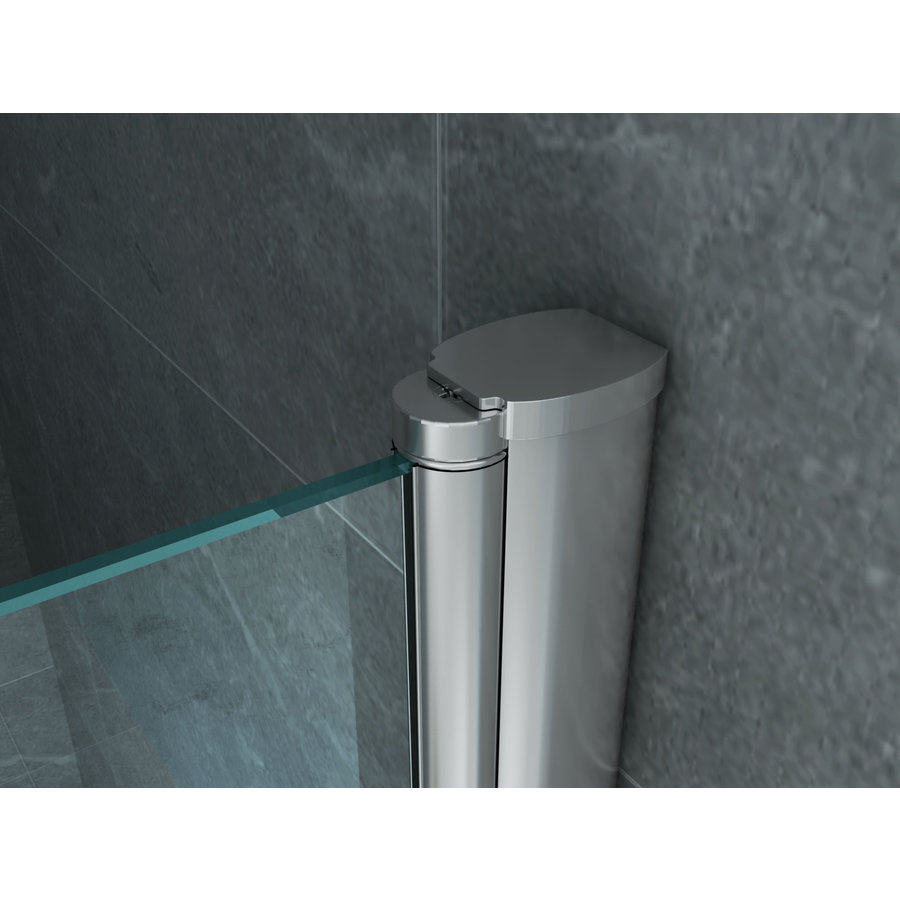 Badwand Aqua Splash Colorato 130x140 cm Helder Glas Aluminium Chroom Profiel