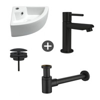 Fonteinpack Pallas Keramiek 44.5x32.5x13 cm Zwart (Keuze uit 4 kranen)