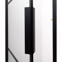 Douchedeur met Vast Paneel Riho Grid 110x200 cm 6 mm Helderglas Zwarte Profielen