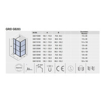 Douchecabine Riho Grid met Vast Paneel 110x80 cm 6mm Helderglas Zwarte Profielen