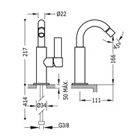Wastafelmengkraan Tres Project 1-Hendel Uitloop Gebogen 16.6 cm Rond Mat Zwart