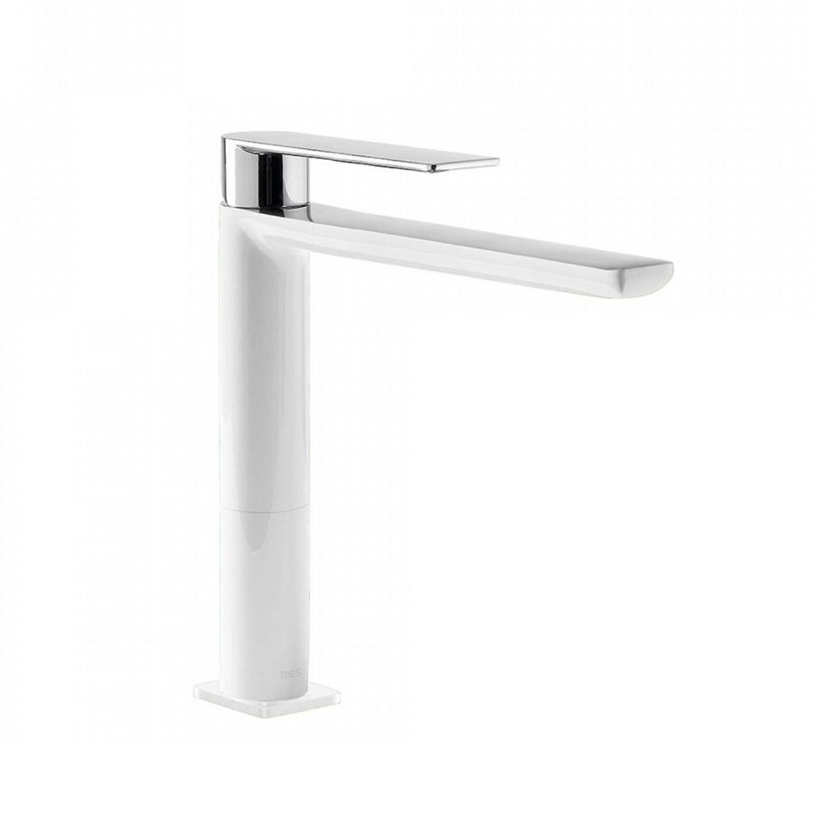 Wastafelmengkraan Tres Loft Colors 1-hendel Uitloop Recht 19.6 cm Rond Wit Chroom