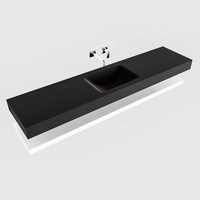 Badkamermeubel AQS Ibiza 200 cm met Mat Wit Planchet Solid Surface Wastafel Mat Zwart (acht varianten)