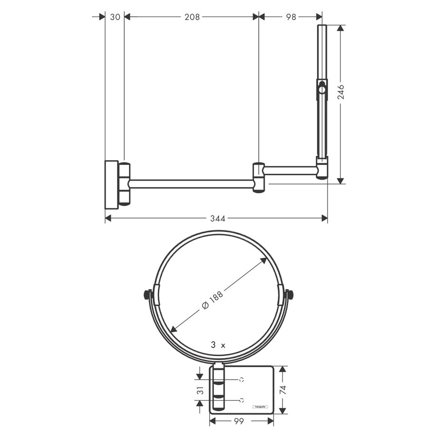 Scheerspiegel AddStoris HansGrohe Chroom