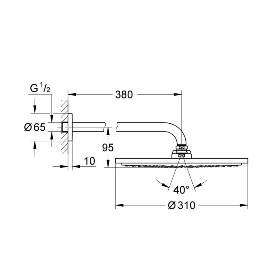 Regendoucheset Grohe Rainshower Cosmopolitan Metal 31 cm met Wandarm Warm Sunset Geborsteld