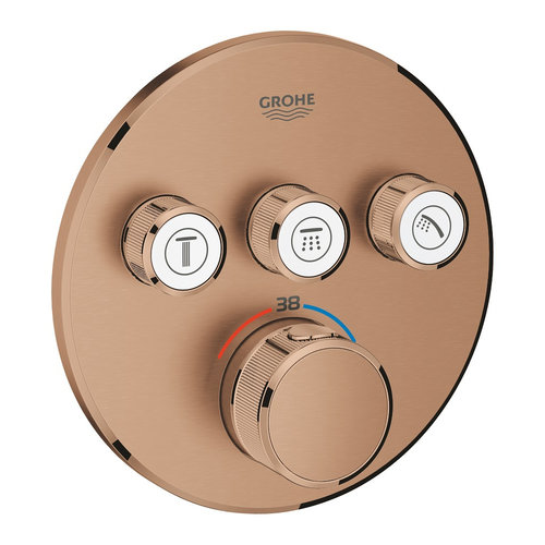 Inbouwkraan Grohe Grohtherm Smart Control Thermostaatkraan met 3-weg Omstelling Warm Sunset Geborsteld 