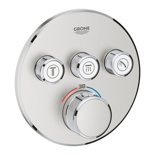 Inbouwkraan Grohe Grohtherm Smart Control Thermostaatkraan met 3-weg Omstelling Supersteel 