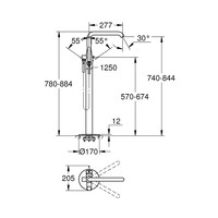 Vrijstaande Badkraan Grohe Essence New Met Douchegarnituur Hard Graphite Geborsteld