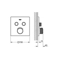 Inbouwkraan Grohe Grohtherm Smart Control Thermostaatkraan met 3-weg Omstelling Vierkant Supersteel