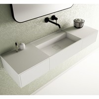 Wastafel Ideavit Solidbliss 140x40x20 cm Solid Surface 2 Opberg Lades Mat Wit