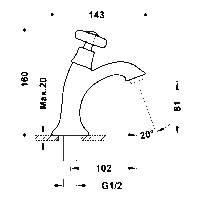 Wastafelkraan Tres Clasic 1 waterleiding of voormengsysteem RVS
