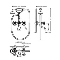 Badmengkraan Tres Clasic 2 Kruisgreep Incl Handdouche met Steun RVS