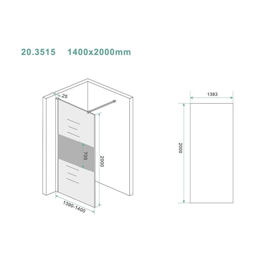 Slim Glasplaat Wiesbaden 1400x2000 8mm Nano Ged. Mat Rookglas