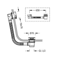 Badplugafvoer Tres Complementos Cascade Met Overloop Vierkant RVS