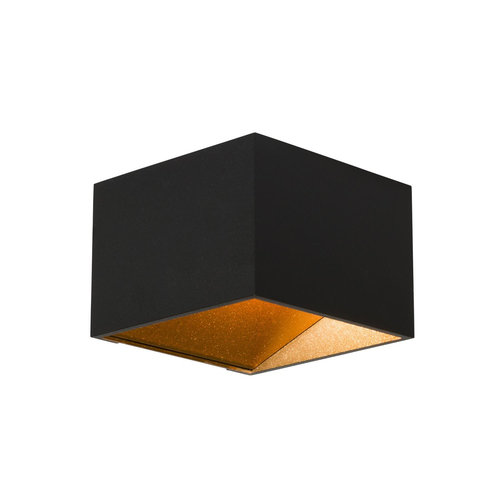 Opbouwspot AquaSplash Robin 10.2x10.2 cm met Gouden Glare Ring Zwart 