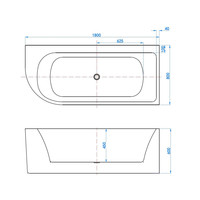 Ligbad Best Design Living Half Vrijstaand 180x80 Rechts Mat Wit