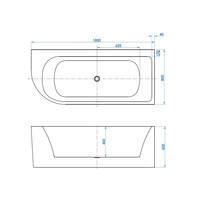 Ligbad Best Design Munster Half Vrijstaand 180x80 Rechts Glans Wit